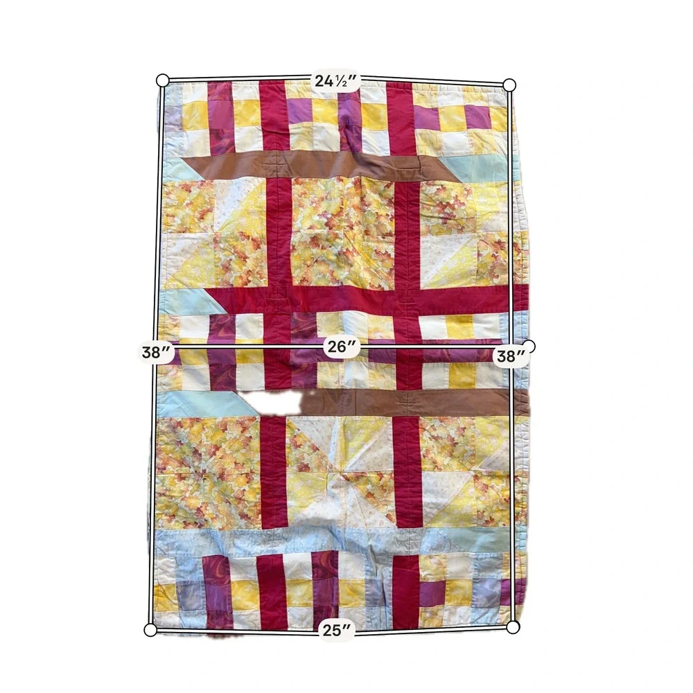 Handmade Patchwork Quilt Crib‎ Kids Small Multicolor Floral Cottagecore Blanket